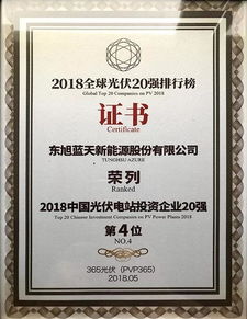 東旭藍天榮登2018中國光伏電站投資企業(yè)20強，引領清潔能源投資新篇章